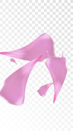 Red Sakura Petals Falling Down. Isolated Vector illustration of Sakura Petals. Flying Red Cherry Blossom Background. Design of Greeting or Invitation Card.のイラスト素材