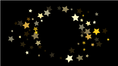 Invitation Background. Banner, Greeting Card, Christmas and New Year card,  Postcard, Packaging,Textile Print. Abstract Background with Many Random Falling Golden Stars Confetti .のイラスト素材