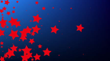 Colors of American Flag. USA Independence Day.  . Abstract Background with Many Random Falling Stars Confetti on Blue Background.のイラスト素材