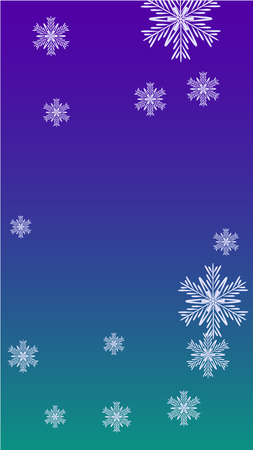 Beautiful Christmas Background with Falling Snowflakes.  Element of Design with Snow for a Postcard, Invitation Card, Banner, Flyer.  Vector Falling Snowflakes on a Blue Winter Backgroundのイラスト素材