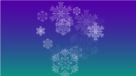 Beautiful Christmas Background with Falling Snowflakes.  Element of Design with Snow for a Postcard, Invitation Card, Banner, Flyer.  Vector Falling Snowflakes on a Blue Winter Backgroundのイラスト素材