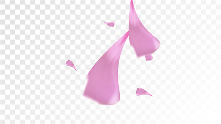 Red Sakura Petals Falling Down. Isolated Vector illustration of Sakura Petals. Flying Red Cherry Blossom Background. Design of Greeting or Invitation Card.のイラスト素材
