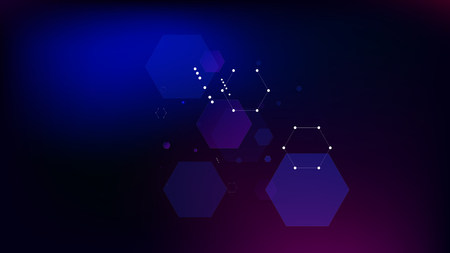 Blockchain Technology Background. Bussines Concept Banner. Blue Digital Pattern. Blockchain Vector Concept Illustration. Vector  Technology Blockchain Background.のイラスト素材