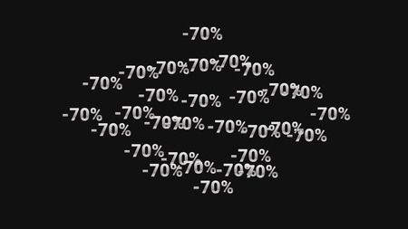 Percent Sings on Dark Background. Black Poster with Silver Percent Sings and Snowflakes. Vector...