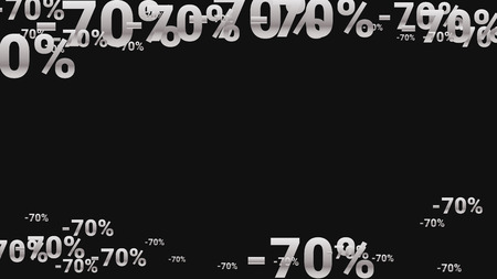 Percent Sings on Dark Background. Black Poster with Silver Percent Sings and Snowflakes. Vector Discount Sale Background.のイラスト素材