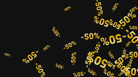 Percent Sings on Dark Background. Black Poster with Silver Percent Sings and Snowflakes. Vector Discount Sale Background.のイラスト素材