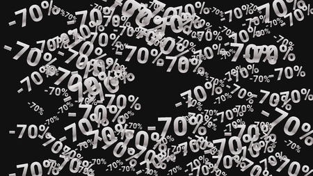 Percent Sings on Dark Background. Black Poster with Silver Percent Sings and Snowflakes. Vector Discount Sale Background.のイラスト素材