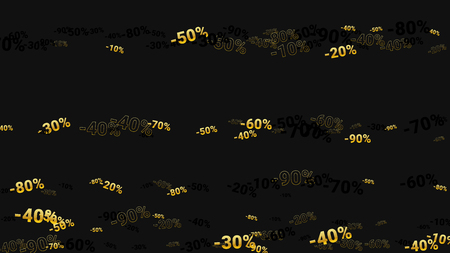 Percent Sings on Dark Background. Black Poster with Silver Percent Sings and Snowflakes. Vector Discount Sale Background.のイラスト素材