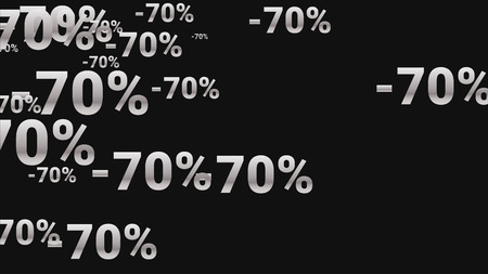 Percent Sings on Dark Background. Black Poster with Silver Percent Sings and Snowflakes. Vector Discount Sale Background.のイラスト素材