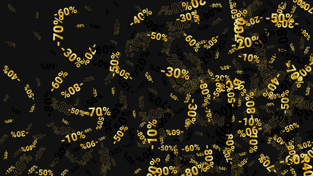 Percent Sings on Dark Background. Black Poster with Silver Percent Sings and Snowflakes. Vector Discount Sale Background.のイラスト素材