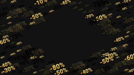 Percent Sings on Dark Background. Black Poster with Silver Percent Sings and Snowflakes. Vector Discount Sale Background.のイラスト素材