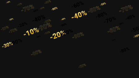 Percent Sings on Dark Background. Black Poster with Silver Percent Sings and Snowflakes. Vector Discount Sale Background.のイラスト素材