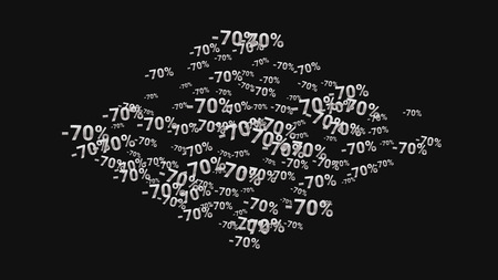 Percent Sings on Dark Background. Black Poster with Silver Percent Sings and Snowflakes. Vector Discount Sale Background.のイラスト素材