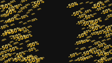 Percent Sings on Dark Background. Black Poster with Silver Percent Sings and Snowflakes. Vector Discount Sale Background.のイラスト素材