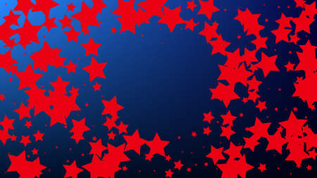 USA Independence Day. Colors of American Flag. Red, Blue and White Stars on Blue Gradient Background. Invitation Background. Banner, Christmas and New Year card, Postcard, Packaging, Textile Print.のイラスト素材