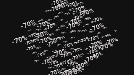 Percent Sings on Dark Background. Black Poster with Silver Percent Sings and Snowflakes. Vector Discount Sale Background.のイラスト素材