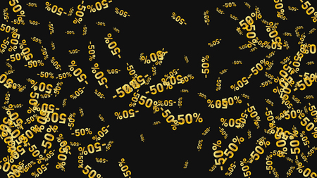 Percent Sings on Dark Background. Black Poster with Silver Percent Sings and Snowflakes. Vector Discount Sale Background.のイラスト素材