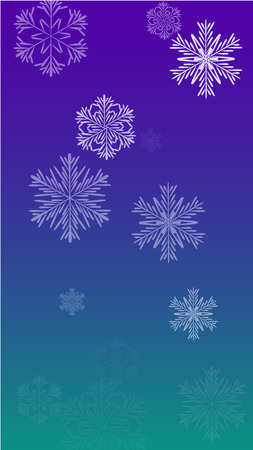 Beautiful Christmas Background with Falling Snowflakes. Element of Design with Snow for a Postcard, Invitation Card, Banner, Flyer. Vector Falling Snowflakes on a Blue Backgroundのイラスト素材