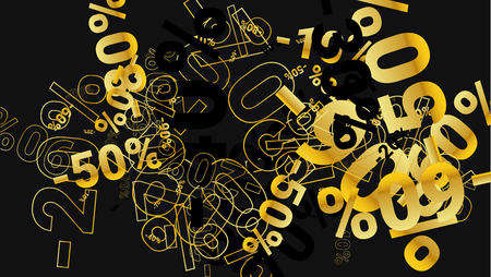 Percent Sings on Dark Background. Black Poster with Silver Percent Sings and Snowflakes. Vector Discount Sale Background.のイラスト素材