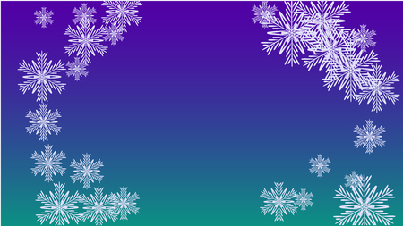 Beautiful Christmas Background with Falling Snowflakes. Element of Design with Snow for a Postcard, Invitation Card, Banner, Flyer. Vector Falling Snowflakes on a Blue Backgroundのイラスト素材