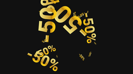 Percent Sings on Dark Background. Black Poster with Silver Percent Sings and Snowflakes. Vector Discount Sale Background.のイラスト素材