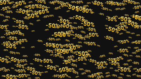 Percent Sings on Dark Background. Black Poster with Silver Percent Sings and Snowflakes. Vector Discount Sale Background.のイラスト素材