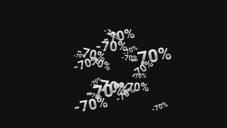 Percent Sings on Dark Background. Black Poster with Silver Percent Sings and Snowflakes. Vector Discount Sale Background.のイラスト素材
