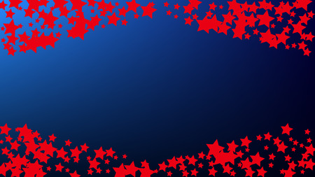 USA Independence Day. Colors of American Flag. Red, Blue and White Stars on Blue Gradient Background. Invitation Background. Banner, Christmas and New Year card, Postcard, Packaging, Textile Print.のイラスト素材