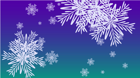 Beautiful Christmas Background with Falling Snowflakes. Element of Design with Snow for a Postcard, Invitation Card, Banner, Flyer. Vector Falling Snowflakes on a Blue Backgroundのイラスト素材