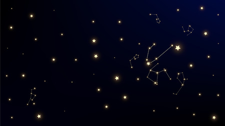 Constellation Map. Gradient Blue Galaxy Pattern. Astronomical Print. Magic Cosmic Sky with Many Stars.     Vector Constellation Pattern.のイラスト素材