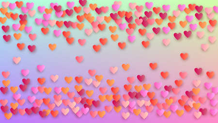 Love Background. Many Random Falling Purple Hearts on Hologram Backdrop. Invitation Template. Heart...