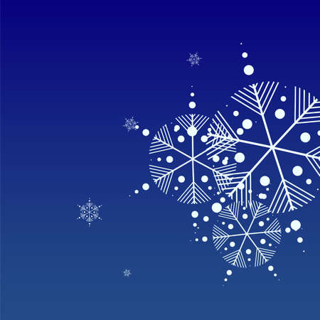 Snowflakes Christmas Background. Element of Design with Snow for a Postcard, Invitation Card, Banner, Flyer.  Vector Falling Snowflakes on a Blue Backgroundのイラスト素材