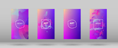 Fluid Shapes. Banner Design Composition. Modern Geometric Pattern. Horizontal Orientation. Set of Colorfull Background.のイラスト素材