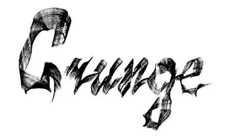 Lettering grunge. Experimental flat brush calligraphy. Brush stroke texture. Vector hand drawn illustration isolated on white background.のイラスト素材