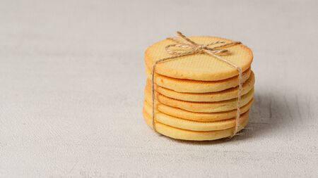 Stack of homemade cookies. Healthy snack.の写真素材