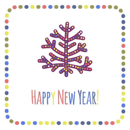Christmas tree with garlands and balls. Can be used as greeting card.のイラスト素材
