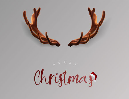 Deer in Santa hat 3D Illustration. Vector illustration.のイラスト素材