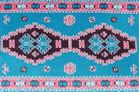 Closeup of seamless blue oriental embroidery patternの写真素材