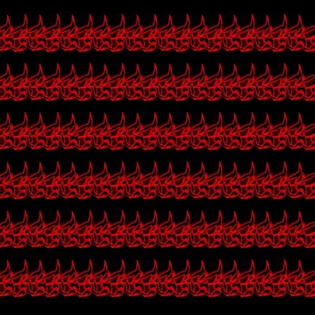 Abstract seamless row of red patterns on black background