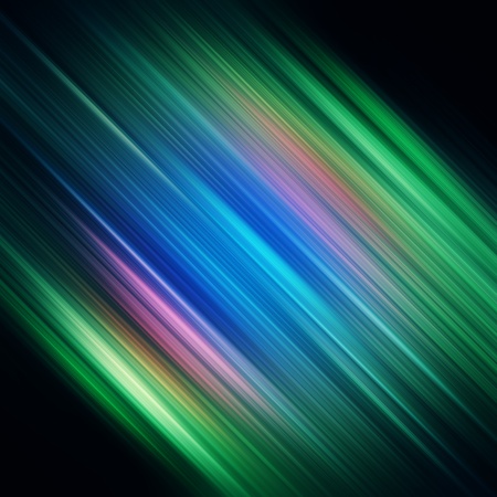 Abstract diagonal green and cyan blurred lines patterns on black background
