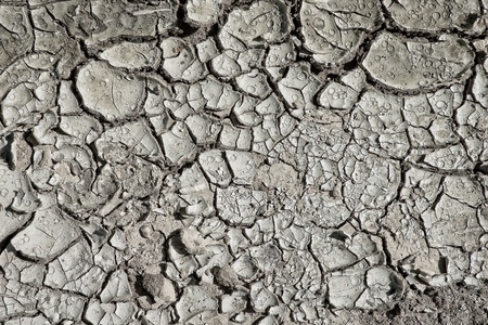 Closeup of dry arid soil with cracks and peeling piecesの写真素材