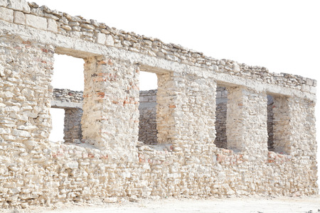 Residential building from limestones isolated on whiteの写真素材