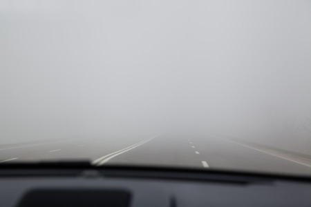 Driving the car in a dense fog