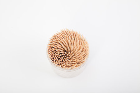 Top view of tooth picks box on white