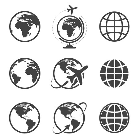 Earth icons set on white backgroundのイラスト素材