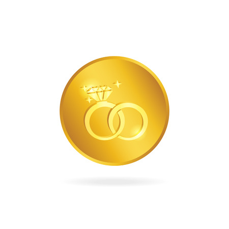 Wedding rings vector icon  Wedding invitation  Goldのイラスト素材