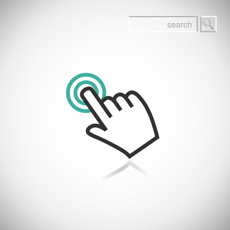 Sign emblem vector illustration  Hand with touching a button or pointing finger のイラスト素材