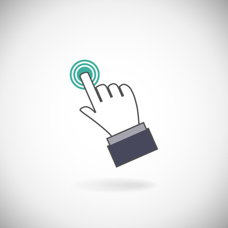 Sign emblem vector illustration. Hand with touching a button or pointing finger.のイラスト素材