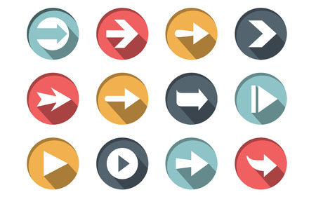 Arrow sign icon set (white version). Vector illustration web internet design elements.のイラスト素材