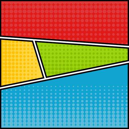 Comics pop art style blank layout template with clouds beams and dots pattern backgroundのイラスト素材